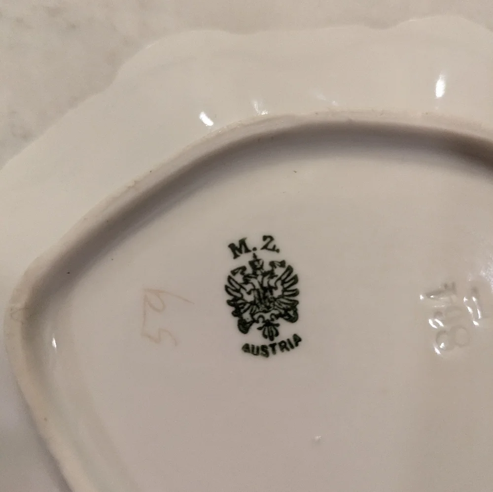 Vintage MZ Austria Hand Painted Floral Porcelain Trinket Dish 6.5